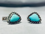 Rare Vintage Native American Navajo Royston Turquoise Sterling Silver Cuff Links-Nativo Arts