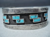 Museum Vintage Native American Hopi Bisbee Turquoise Sterling Silver Bracelet Old-Nativo Arts