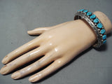 Heavy Zuni Kingman Turquoise Sterling Silver Bracelet Native American-Nativo Arts