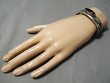 Able Arther Vintage Native American Navajo Sterling Silver Jet Bracelet Cuff-Nativo Arts