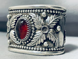 Very Rare Vintage Native American Navajo Red Carnelian Sterling Silver Leaf Bracelet-Nativo Arts