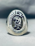 Tremendous C. Peterson Signed Native American Navajo Sterling Silver Kokopelli Ring-Nativo Arts