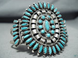 Rare Nez Vintage Native American Navajo Turquoise Sterling Silver Cluster Bracelet-Nativo Arts