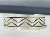 Fabulous Zig Zag Native American Navajo Sterlng Silver Bracelet Signed-Nativo Arts