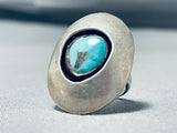 Superior Vintage Native American Navajo #8 Turquoise Mine Sterling Silver Ring-Nativo Arts