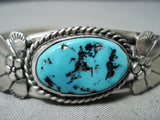 Beautiful Vintage Native American Navajo Sleeping Beauty Turquoise Sterling Silver Bracelet Old-Nativo Arts