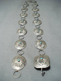 Impressive Vintage Native American Navajo Sleeping Beauty Turquoise Sterling Silver Concho Belt-Nativo Arts