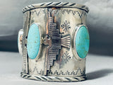 Powerful Thunderbirds Native American Turquoise Sterling Silver Bracelet-Nativo Arts