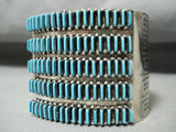 One Of Biggest Best Vintage Native American Zuni Needle Turquoise Sterling Silver Bracelet-Nativo Arts