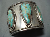 One Of Biggest Best Vintage Native American Navajo Royston Turquoise Sterling Silver Bracelet-Nativo Arts