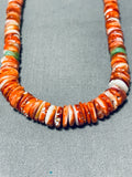 Native American Very Long Rare Vintage Santo Domingo Shell Turquoise Sterling Silver Necklace-Nativo Arts