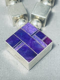 The Best Vintage Native American Navajo Charoite Sterling Silver Inlay Necklace-Nativo Arts
