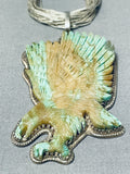 Huge Swooping Eagle Vintage Native American Navajo Royston Turquoise Sterling Silver Necklace-Nativo Arts