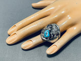 Big Buffalo Mens Native American Navajo Turquoise Sterling Silver Ring-Nativo Arts