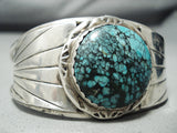 Stunning Vintage Native American Navajo Spiderweb Turquoise Sterling Silver Flank Bracelet-Nativo Arts