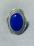 Tremendous Native American Navajo Lapis Sterling Silver Ring Betty Smith Signed-Nativo Arts
