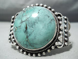 Native American Rare Circular Green Spiderweb Turquoise Sterling Silver Bracelet-Nativo Arts