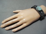 Rare Vintage Native American Navajo #8 Turquoise Sterling Silver Lizard Bracelet-Nativo Arts