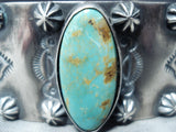 Expert Hand Tooled Vintage Native American Navajo Royston Turquoise Sterling Silver Bracelet-Nativo Arts