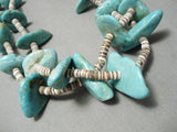 Astounding Vintage Navajo Blue Gem Turquoise Native American Heishi Necklace Old-Nativo Arts