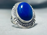 Tremendous Native American Navajo Lapis Sterling Silver Ring Betty Smith Signed-Nativo Arts