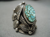 Detailed!! Vintage Native American Navajo Carico Lake Turquoise Sterling Silver Garden Ring-Nativo Arts