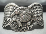 Native American Very Rare Vintage Yuma Sterling Silver Eagle Heavy Bracelet-Nativo Arts