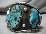 Museum Vintage Native American Navajo Morenci Turquoise Sterling Silver Bracelet Old-Nativo Arts