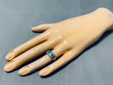Fascinating Vintage Native American Navajo Blue Green Turquoise Inlay Sterling Silver Ring-Nativo Arts