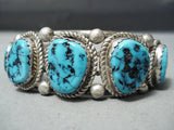 Tremendous Vintage Native American Navajo Sleeping Beauty Turquoise Sterling Silver Bracelet Old-Nativo Arts