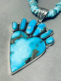 Vivid Turquoise Native American Navajo Sterling Silver Necklace-Nativo Arts