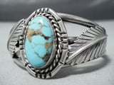 Magnificent Vintage Native American Navajo Pilot Mountain Turquoise Sterling Silver Bracelet-Nativo Arts