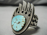Museum Quality Aaron John Vintage Native American Navajo Spiderwb Turquoise Sterling Silver Ring-Nativo Arts