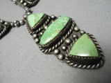 Opulent Vintage Native American Navajo Gaspeite Sterling Silver Necklace Old-Nativo Arts