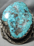 Biggest Best Vintage Native American Navajo Lone Mountain Turquoise Sterling Silver Bracelet-Nativo Arts