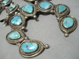 Quality Vintage Native American Navajo Turquoise Sterling Silver Squash Blossom Necklace Old-Nativo Arts