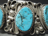 Amazing Vintage Native American Navajo Turquoise Sterling Silver Bracelet Old-Nativo Arts