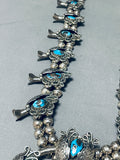 247 Gram Bisbee Turquoise Vintage Native American Navajo Sterling Silver Suqash Blossom Necklace-Nativo Arts