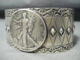 Extraordinary Native American Navajo Sterling Silver Vintage Coin Bracelet-Nativo Arts