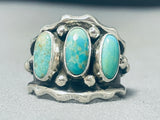 Striking Native American Navajo Royston Turquoise Sterling Silver Ring-Nativo Arts