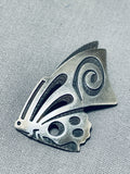 Unique Detailed Rabbit Vintage Native American Hopi Sterling Silver Butterfly Pin-Nativo Arts