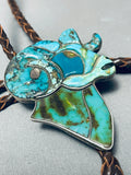 Ram Of Turquoise Vintage Native American Navajo Sterling Silver Bolo Tie-Nativo Arts