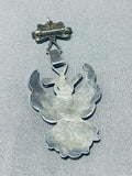 Superior Vintage Native American Zuni Turquoise Sterling Silver Pin/ Pendant-Nativo Arts