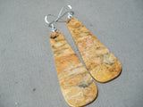 One Of The Biggest Coral Slab Native American Sterling Silver Earrings-Nativo Arts