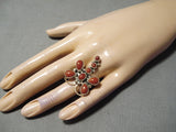 Incredible Zuni Coral Sterling Silver Butterfly Ring Native American-Nativo Arts