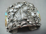 Huge Grizzly Native American Royston Turquoise Sterling Silver Bracelet-Nativo Arts