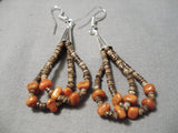 Native American Amazing Coriz Navajo Coral Heishi Sterling Silver Necklace-Nativo Arts