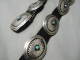 One Of Best Vintage Native American Navajo Turquoise Sterling Silver Hat Concho Belt Old-Nativo Arts