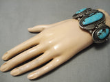 One Best Vintage Native American Navajo Blue Diamond Turquoise Sterling Silver Bracelet-Nativo Arts