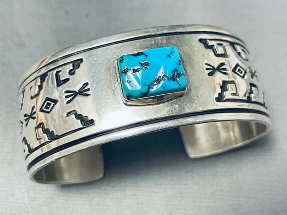 Magnificent Native American Navajo Sleeping Beauty Turquoise Sterling Silver Bracelet-Nativo Arts